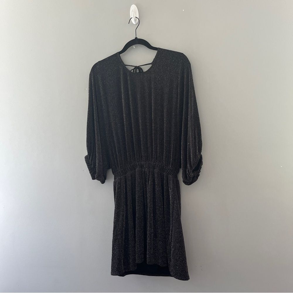 Show Me Your Mumu Genevieve Mini Dress Black Gold Metallic Glam Size Small - Picture 8 of 8